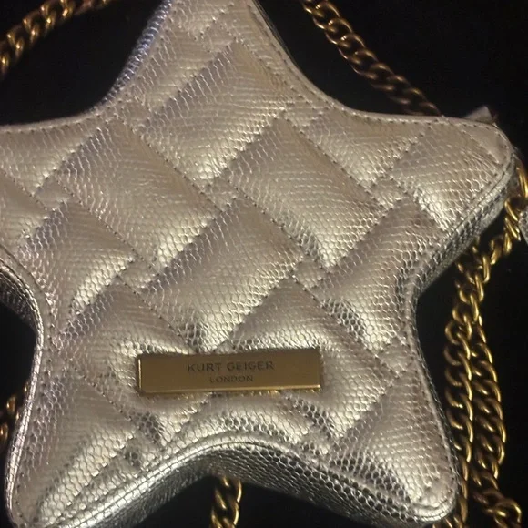 Silver Star-Shaped Bag with Gold Chain - Picture 5 of 9